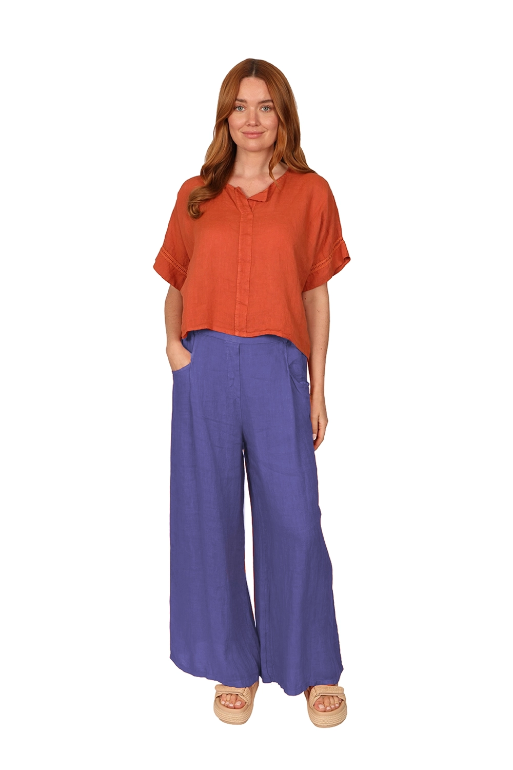 QUILL Trouser - Womens Linen Trouser in Bluebell - made in Italy